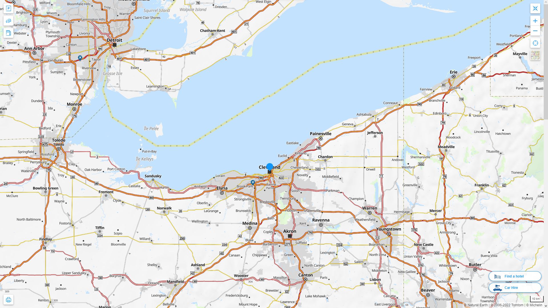 Cleveland Ohio Highway and Road Map